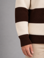 Sweter Męski w Paski z Kołnierzem Koszulowym i Zapięciem na Guziki
