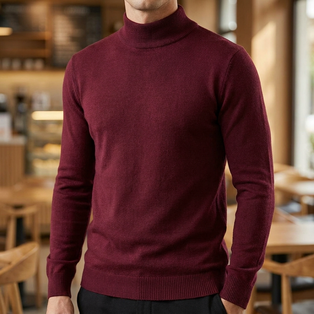 Sweter Męski z Golfem o Dopasowanym Kroju