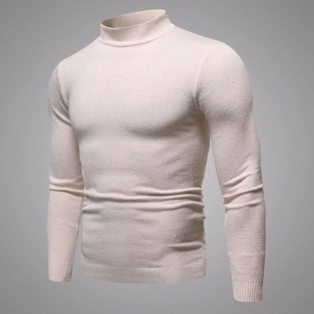 Sweter Męski z Golfem o Dopasowanym Kroju