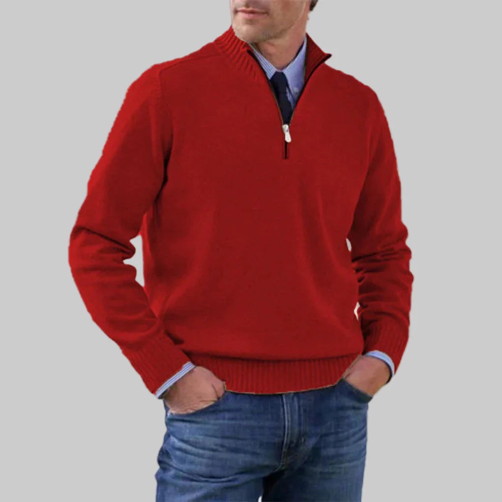 Sweter Męski ze Stójką i Zapięciem na Zamek