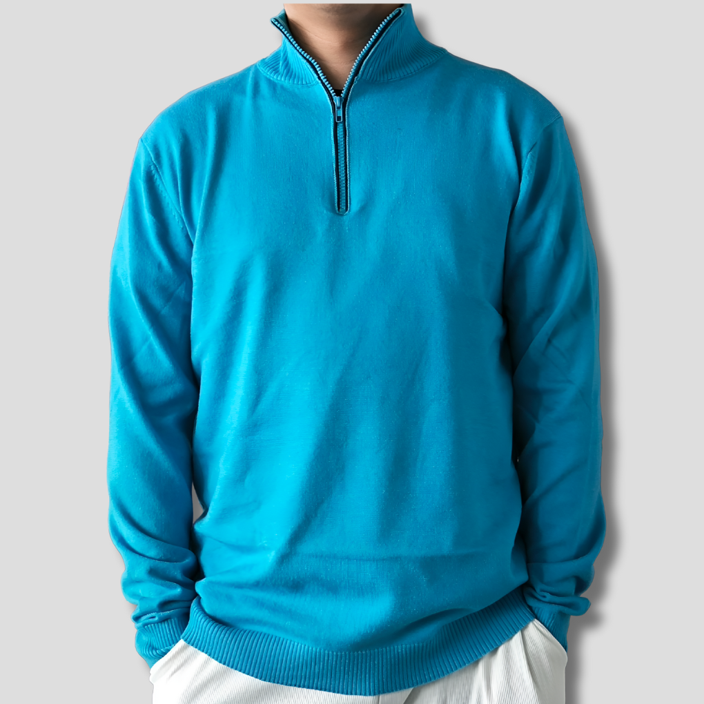 Sweter Męski ze Stójką i Zapięciem na Zamek