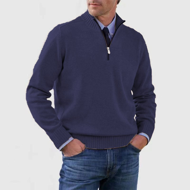 Sweter Męski ze Stójką i Zapięciem na Zamek
