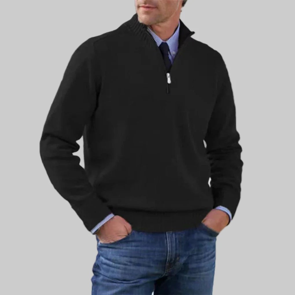 Sweter Męski ze Stójką i Zapięciem na Zamek