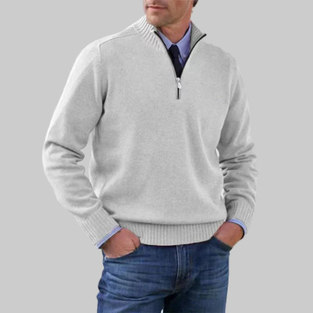 Sweter Męski ze Stójką i Zapięciem na Zamek