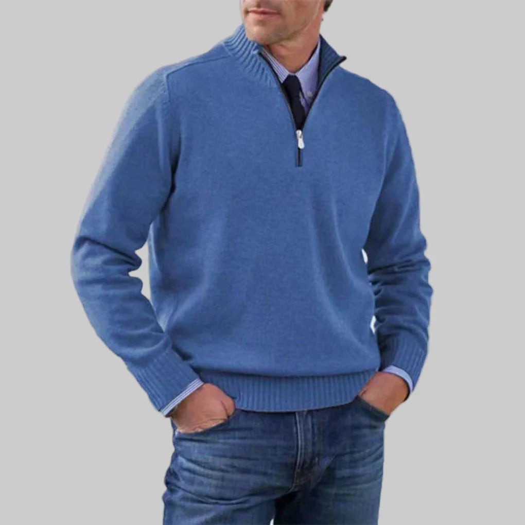 Sweter Męski ze Stójką i Zapięciem na Zamek