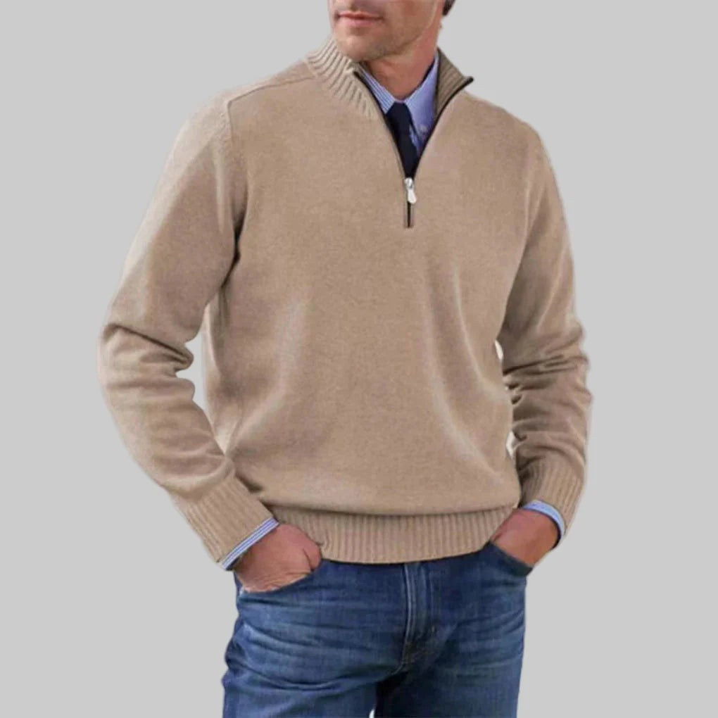 Sweter Męski ze Stójką i Zapięciem na Zamek