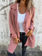 Sweter Rozpinany Damski Oversize z Wykładanym Kołnierzem