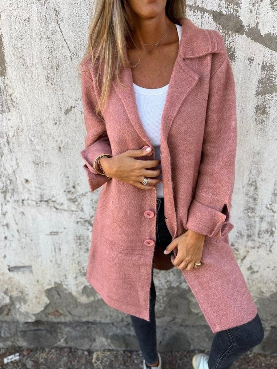 Sweter Rozpinany Damski Oversize z Wykładanym Kołnierzem