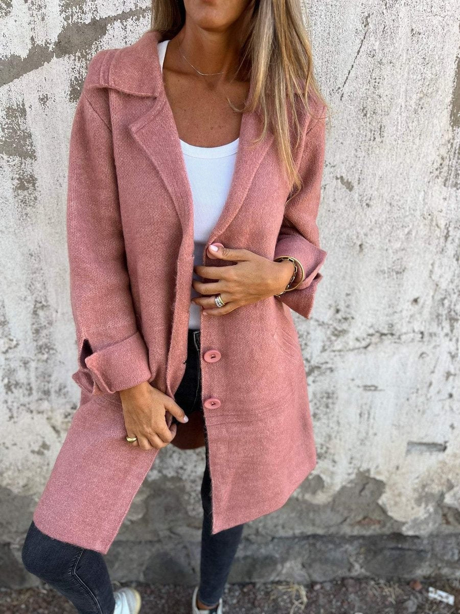 Sweter Rozpinany Damski Oversize z Wykładanym Kołnierzem
