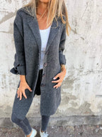 Sweter Rozpinany Damski Oversize z Wykładanym Kołnierzem