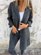 Sweter Rozpinany Damski Oversize z Wykładanym Kołnierzem