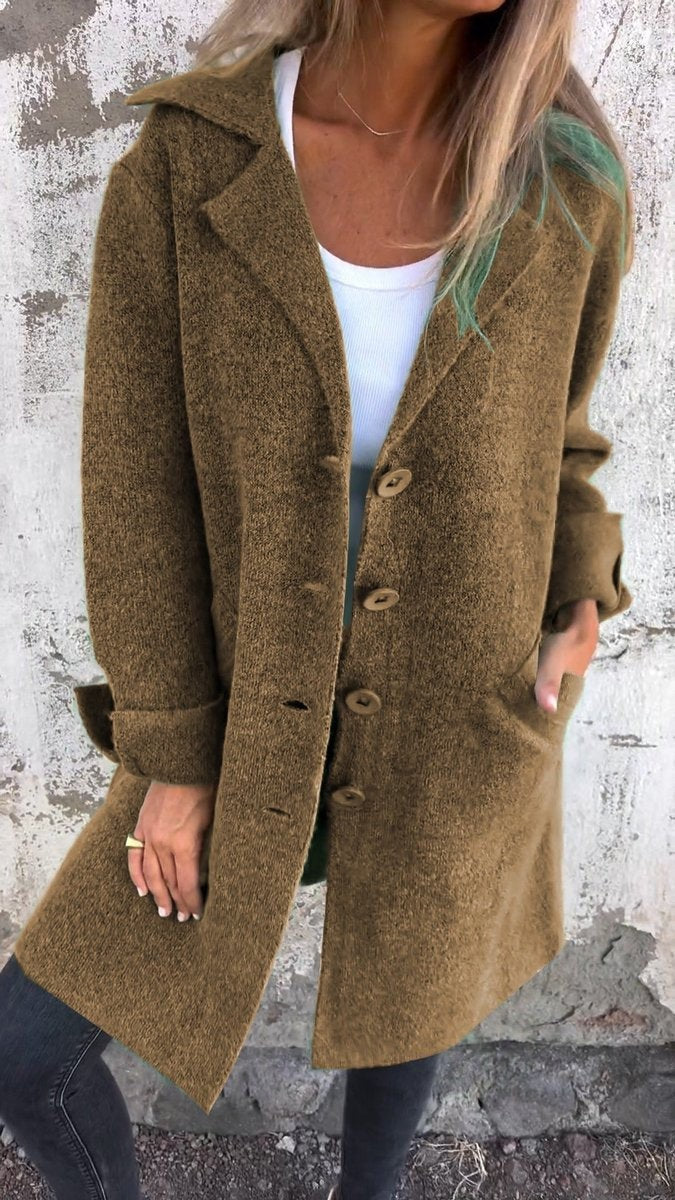 Sweter Rozpinany Damski Oversize z Wykładanym Kołnierzem