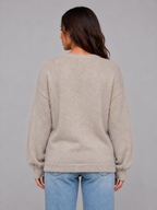 Sweter Rozpinany Damski z Okrągłym Dekoltem i Obniżoną Linią Ramion