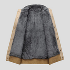 Sweter Rozpinany Męski o Splocie Warkoczowym ze Stójką